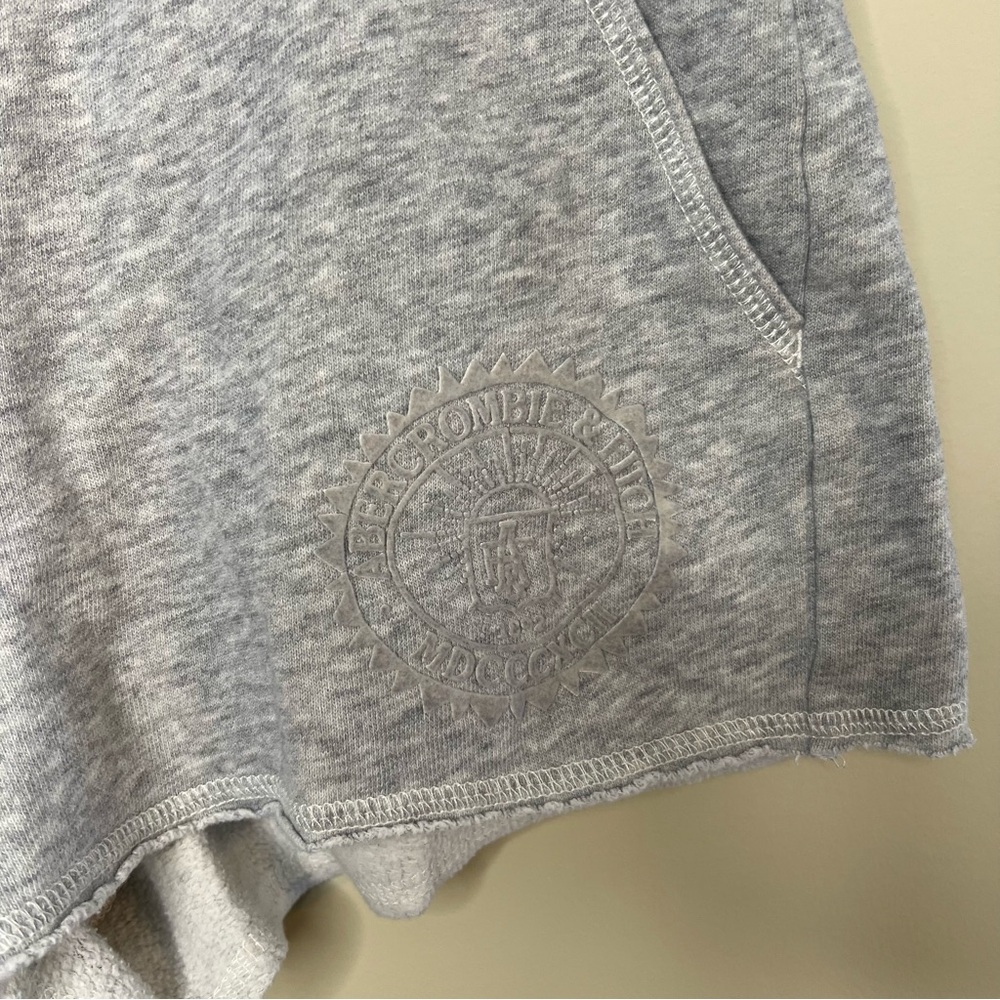 ABERCROMBIE Gray Sweat Shorts Emblem Drawstring XS - Picture 2 of 5